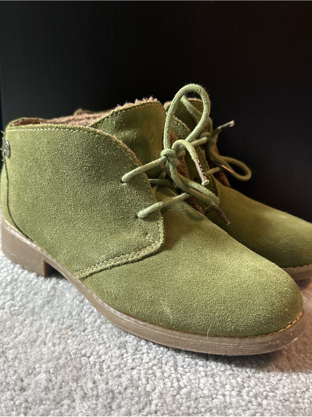 Eddie Bauer Green Suede Lace-Up Ankle Booties